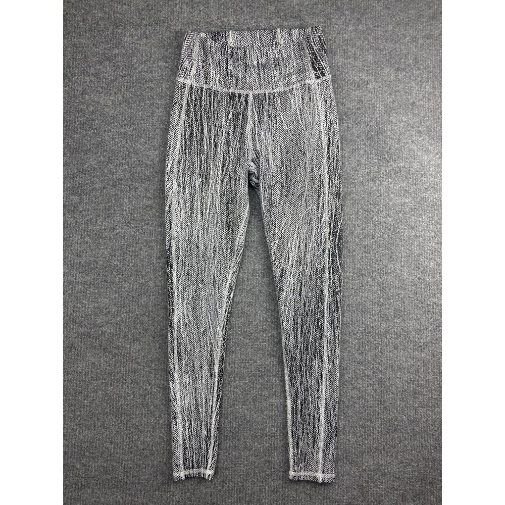 Buff Bunny Leggings Womens Small Black White Chevron High Rise Ankle Yoga